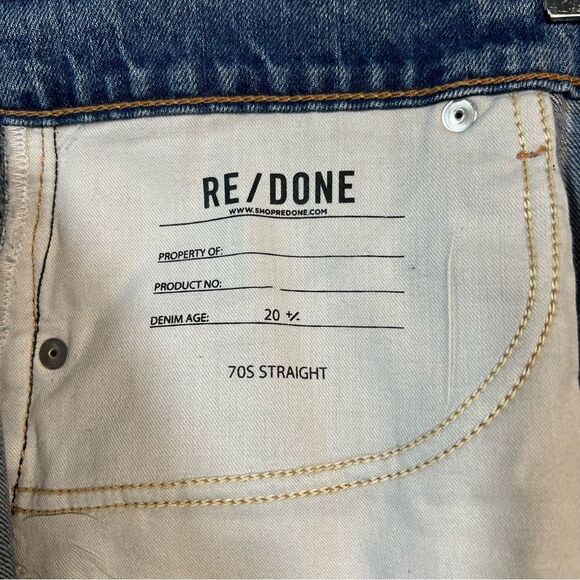 Re/Done NWT Women’s Size 29 Straight Leg Blue 70’s Jeans Studs Moonstruck $495 - Picture 10 of 16